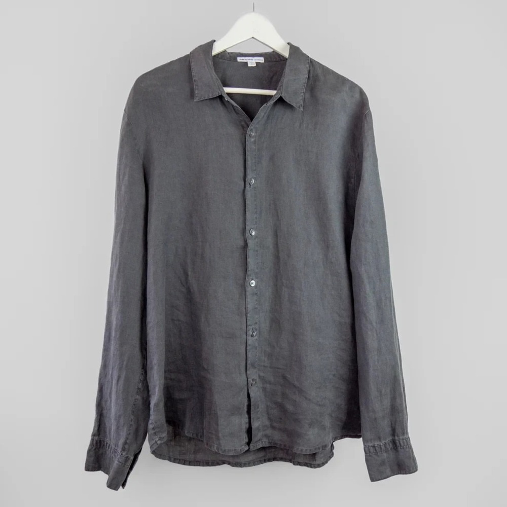 James Perse Classic Boho Linen Shirt Magma Pigment Size 0 A011376